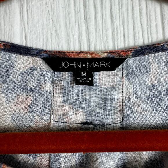 John Mark Multicolor Abstract Cold Shoulder Top 3/4 Sleeve Size Medium Artsy - Picture 5 of 8